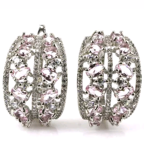 Silver, pink kunzite earrings