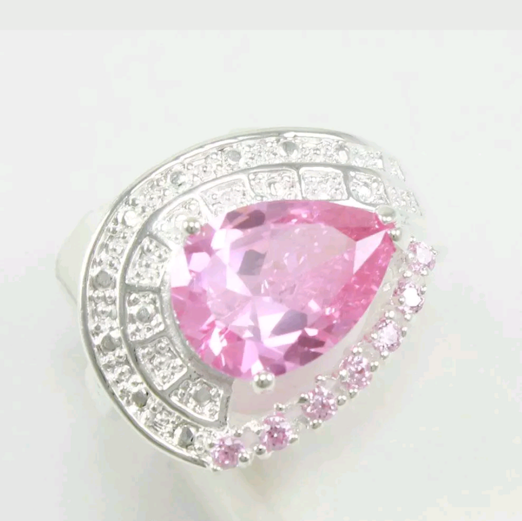 Silver, pink kunzite size 7