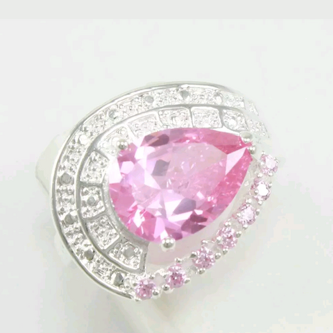 Silver, pink kunzite size 7