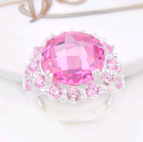 Silver, pink kunzite size 8