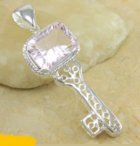Silver, pink kunzite pendant