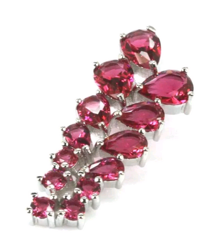 Silver, pink ruby CZ pendant