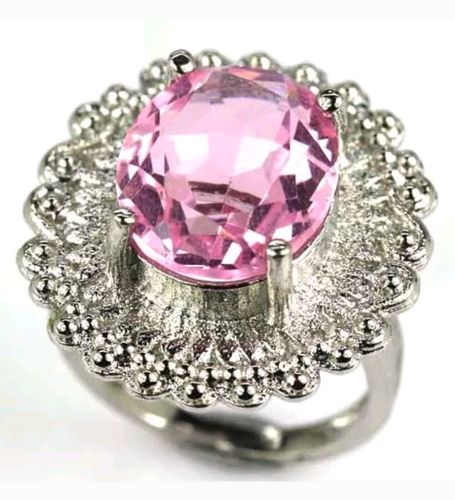 Silver, pink kunzite size 7