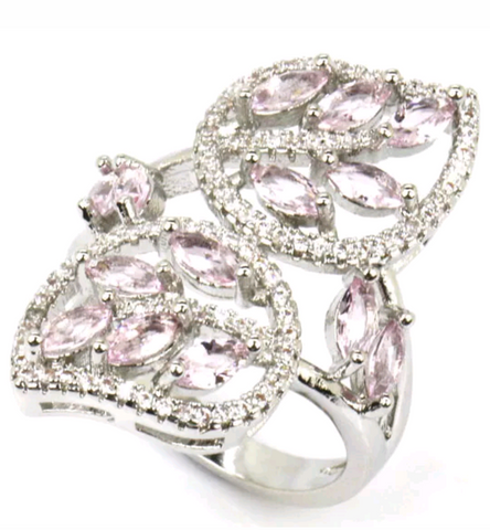 Silver, pink kunzite size 8