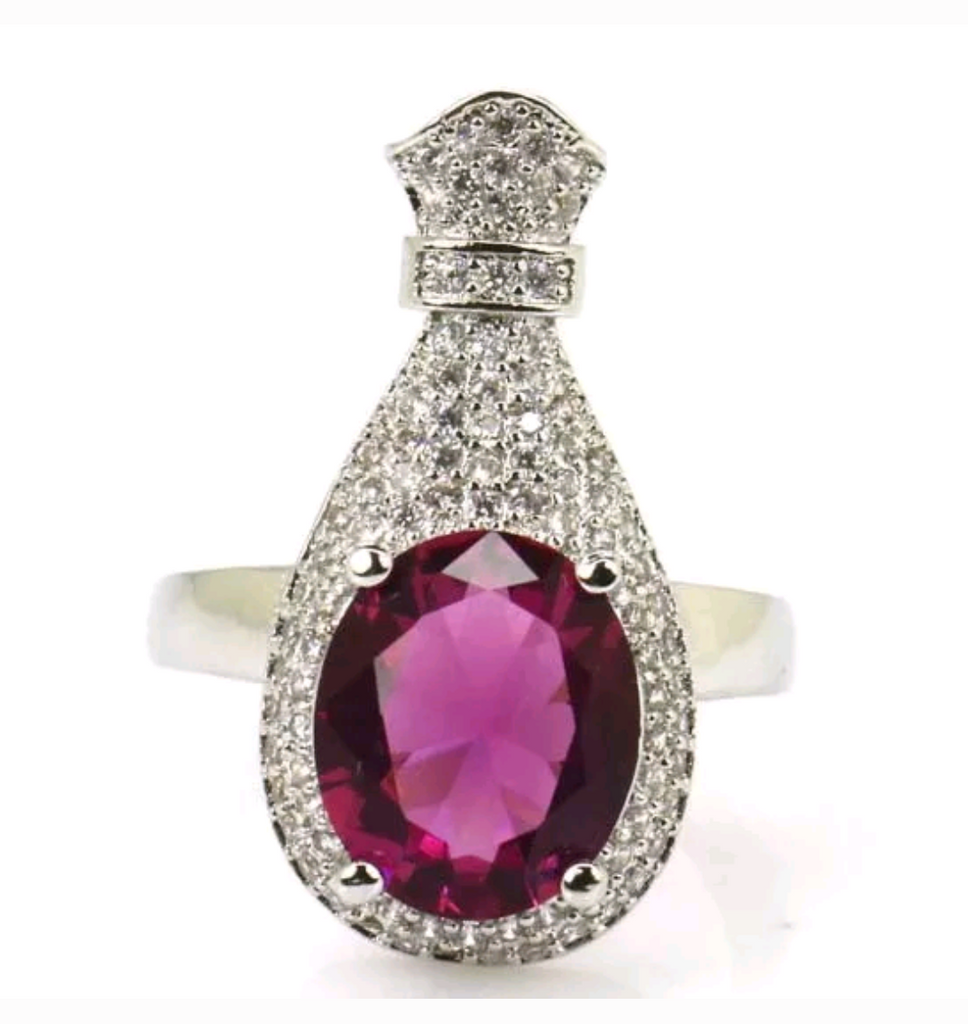 Silver, pink tourmaline size 6.5