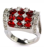 Silver, blood ruby CZ size 7