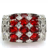 Silver, blood ruby CZ size 7