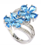Silver, swiss blue topaz size 7.5