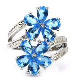 Silver, swiss blue topaz size 7.5