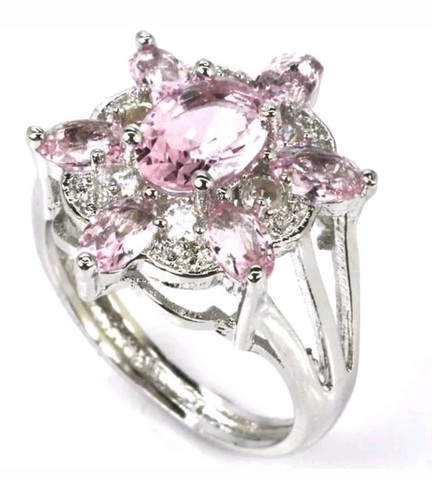 Silver, pink kunzite size 7