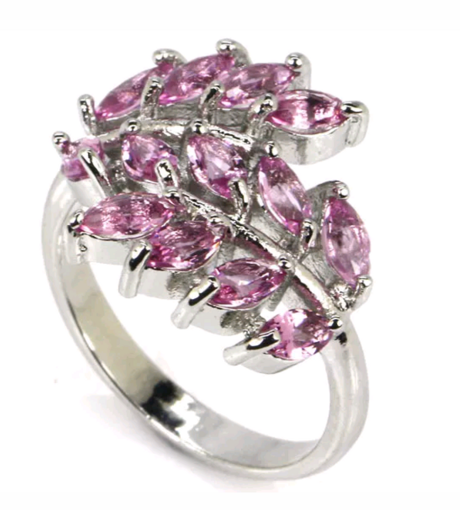 Silver, pink tourmaline size 7