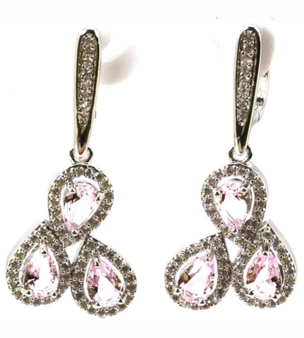 Silver, pink kunzite earrings