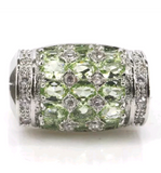 Silver, green tsavorite garnet size 7.5