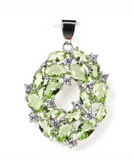 Silver, green tsavorite garnet pendant