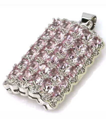 Silver, pink kunzite pendant