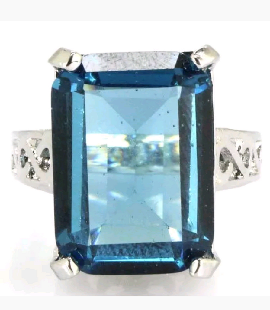 Silver, london blue topaz size 7.5