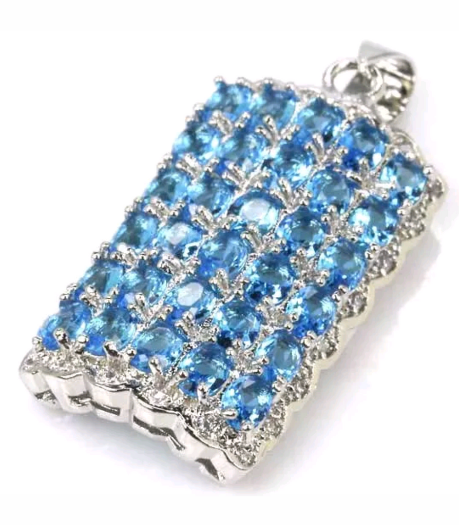 Silver, swiss blue topaz pendant