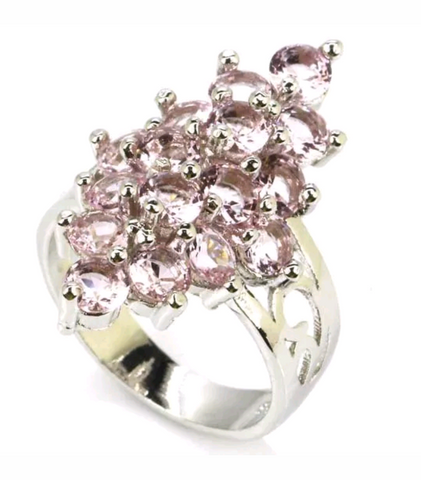 Silver, pink kunzite size 7