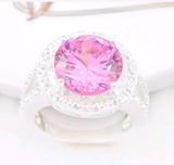 Silver, pink kunzite CZ size 8