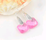 Silver, pink kunzite earrings