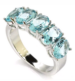 Silver, aquamarine size 7