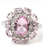 Silver, pink kunzite size 7