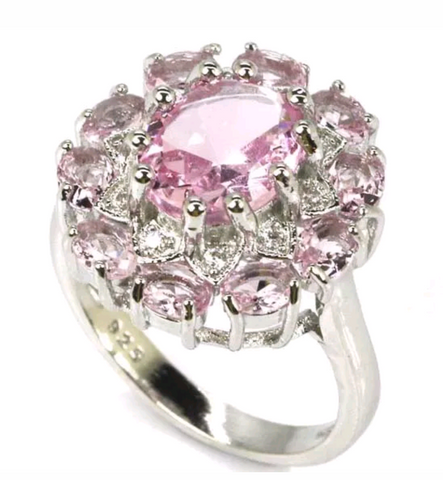 Silver, pink kunzite size 7