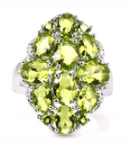 Silver, green peridot size 8