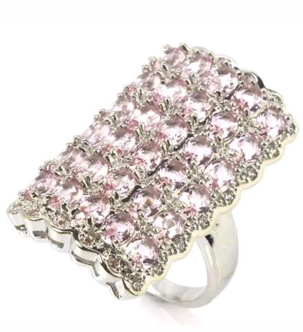 Silver, pink kunzite size 7.5