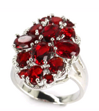 Silver, blood ruby CZ size 6