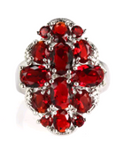 Silver, blood ruby CZ size 6