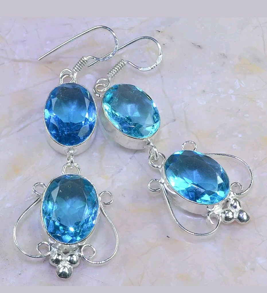 Silver, blue topaz earrings