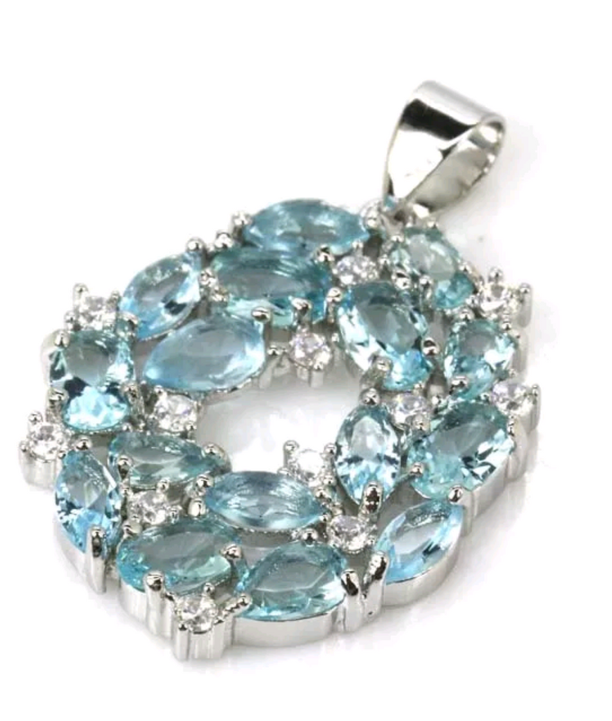 Silver, aquamarine pendant