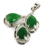 Silver, real emerald pendant