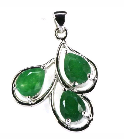 Silver, real emerald pendant