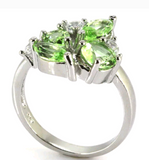 Silver, green tsavorite garnet size 8