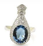 Silver, london blue topaz size 8