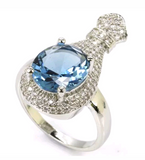 Silver, london blue topaz size 8