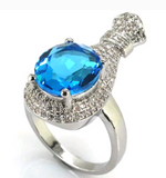 Silver, swiss blue topaz size 8