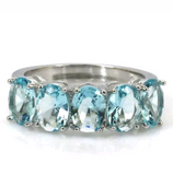 Silver, aquamarine size 7