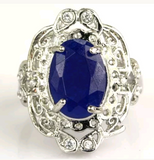 Silver, real sapphire size 7.5