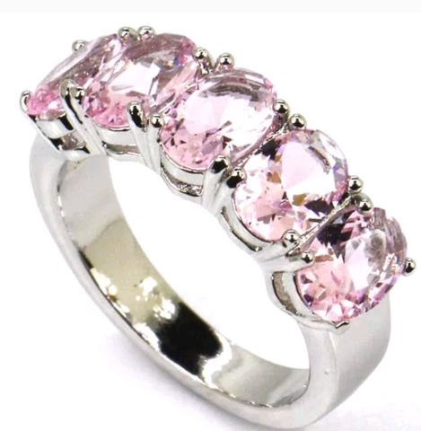 Silver, pink kunzite size 8