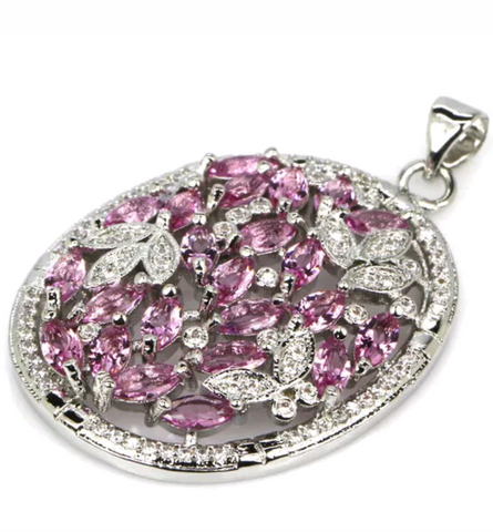 Silver, pink tourmaline pendant