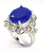 Silver, real sapphire size 8