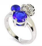 Silver, sapphire CZ size 8