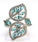 Silver, aquamarine size 8.0