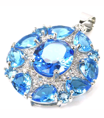 Silver, swiss blue topaz pendant
