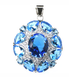 Silver, swiss blue topaz pendant