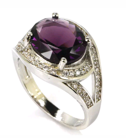 Silver, Purple sapphire 6.5