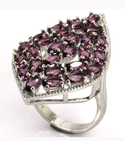 Silver, Purple sapphire CZ size 8